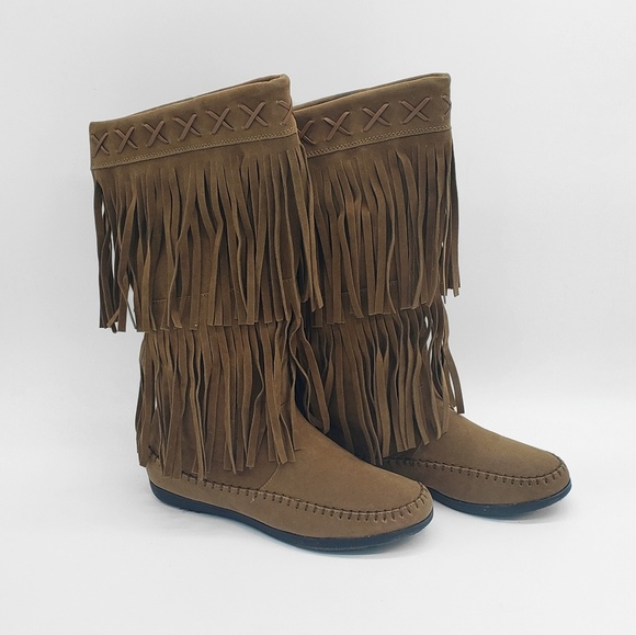 Rampage Shoes - Fringe Knee High Boots Size 8